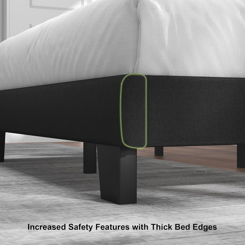 Feonase Full Size Platform Bed Frame, Fabric Upholstered Full Bed Frame, Soli...