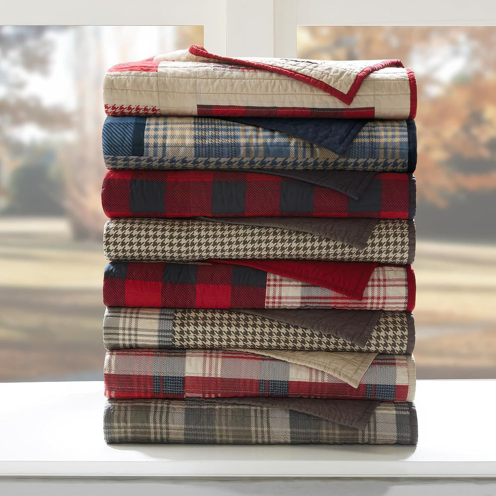 Woolrich Reversible 100% Cotton Throw Cabin Lifestyle Plaid Design - All Seas...