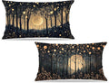 Rustic William Morris Inspired Gold Moon Pillow Covers 12x20 Set of 2, Vintage by Unknown