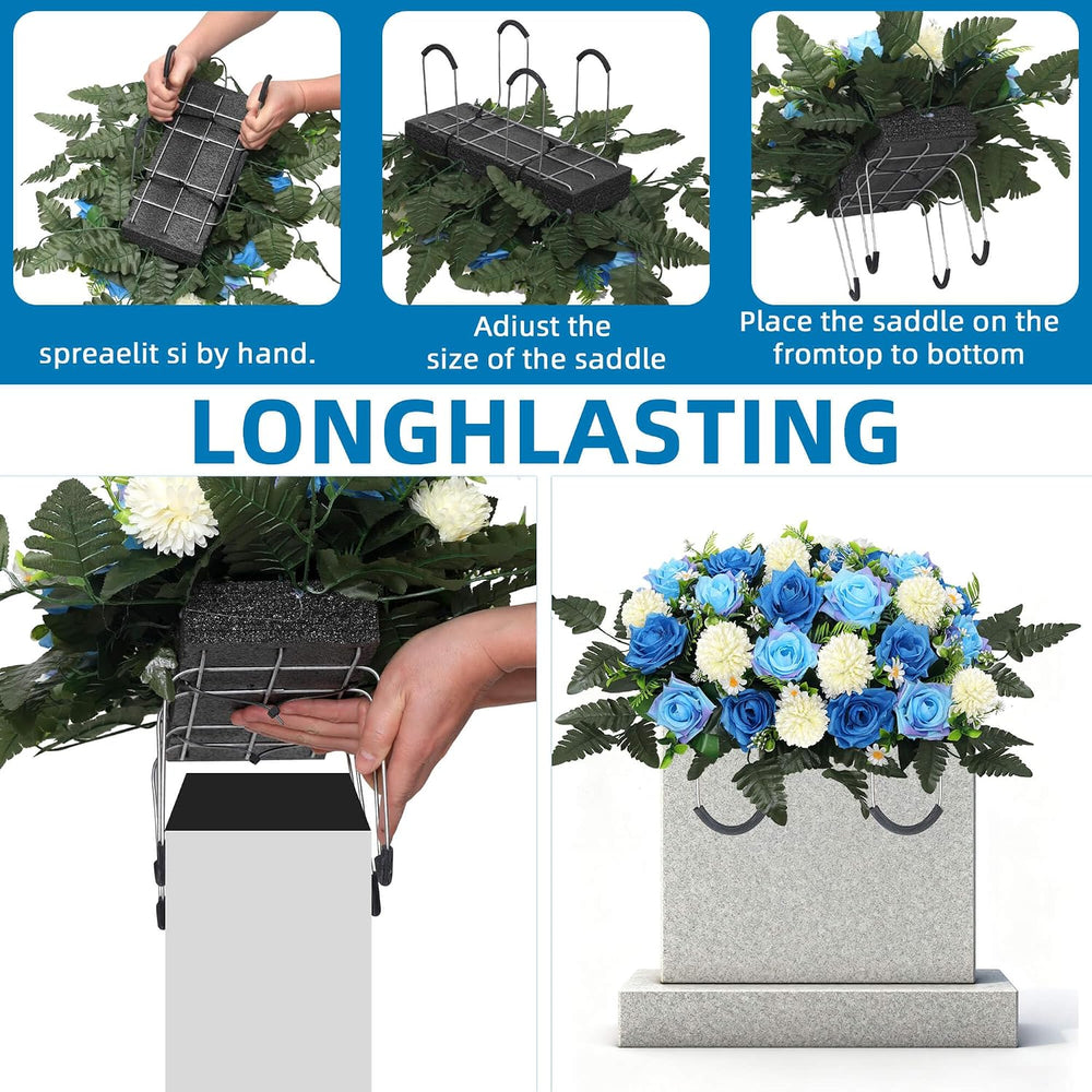 Lodou 3Pack Cemetery Decorations for Grave Large Headstone Flower Saddle Arti...