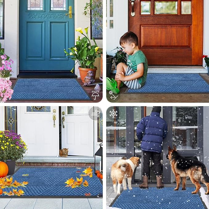Smiry Front Door Mat Outside Entrance, Heavy Duty Sturdy Natural Rubber Doormat - Image 7