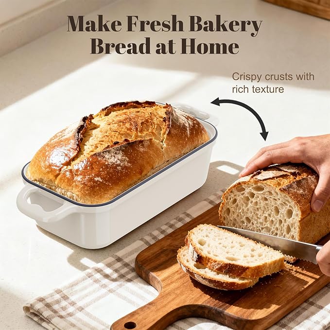 Enameled Cast Iron Sourdough Bread Dutch Oven, Cast Iron Loaf Bread Pan - Image 3
