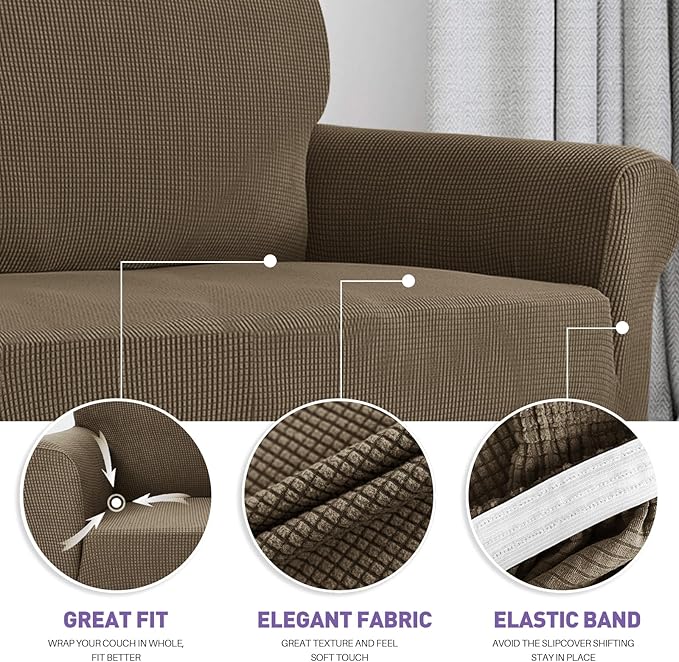 ZNSAYOTX Super Stretch Couch Cover Love Seat Sofa Covers - Image 3