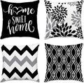 Hexagram Geometric Black Pillow Covers 18x18 Set of 4, Decorative Outdoor Boho by Hexagram