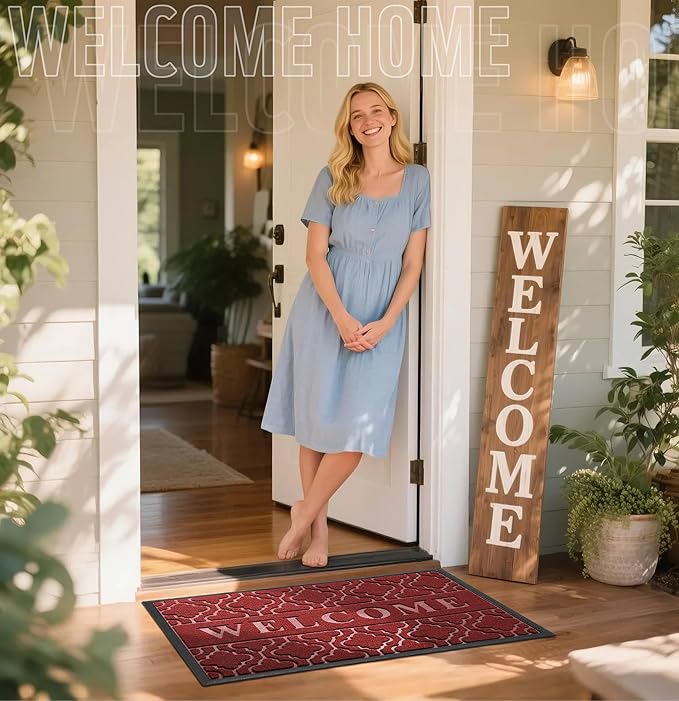 Yimobra Welcome Mat Outdoor Indoor, All-Season Waterproof Front Door Mat - Image 2