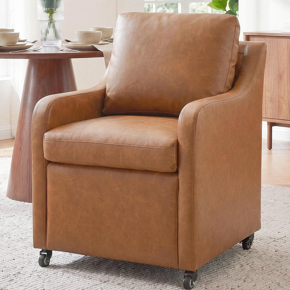 Dining Chair with Wheels, Modern Upholstered Dining Room Chair