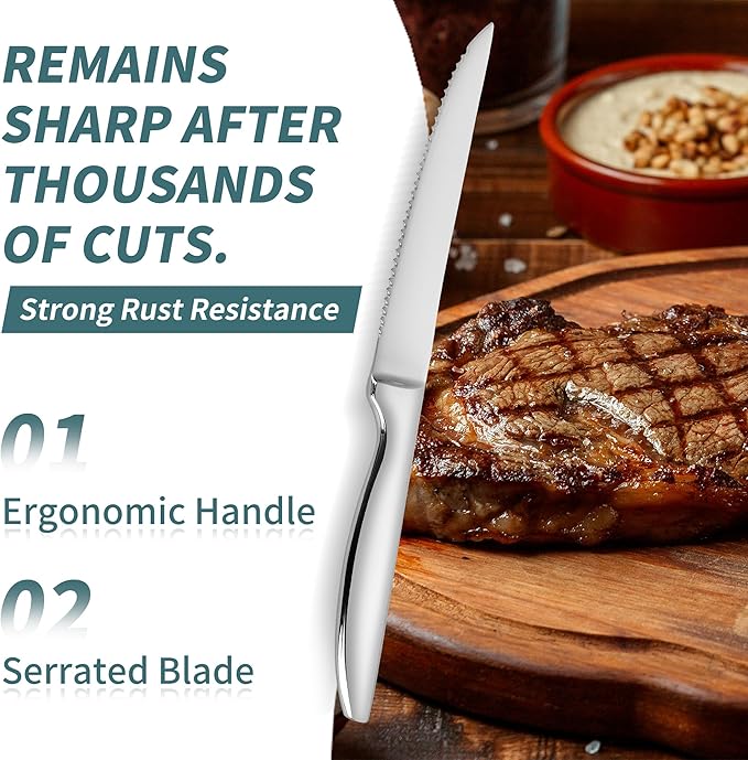 Steak Knife Set of 8, Serrated Steak Knife, Kitchen Steak Knives, Steak Knives - Image 2