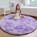 ONASAR Tie-Dyed Purple Round Area Rug 4ft, Soft Bedroom Circle Rugs Floor Mats by ONASAR
