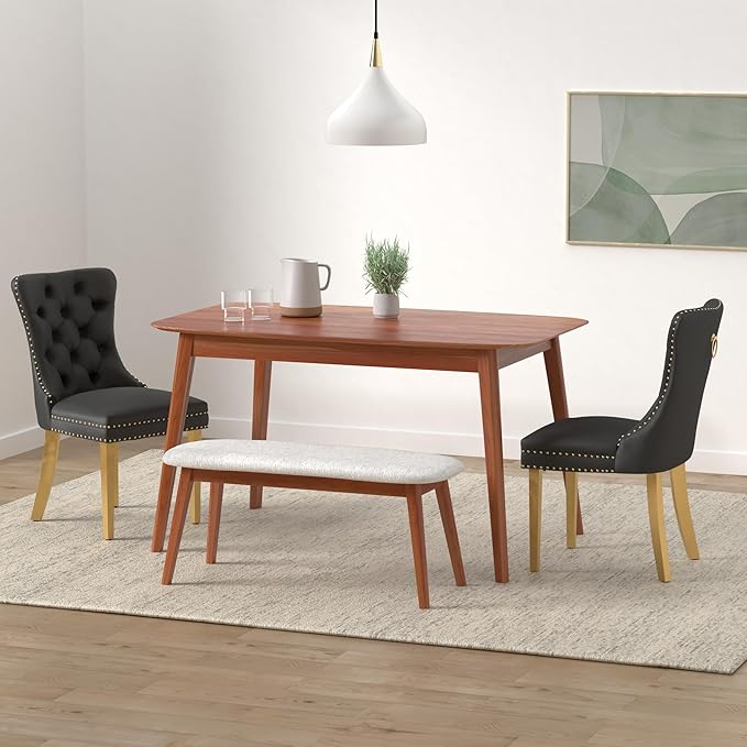 Black Velvet Dining Chairs Set of 4, Upholstered Dining Room Chairs with Back...
