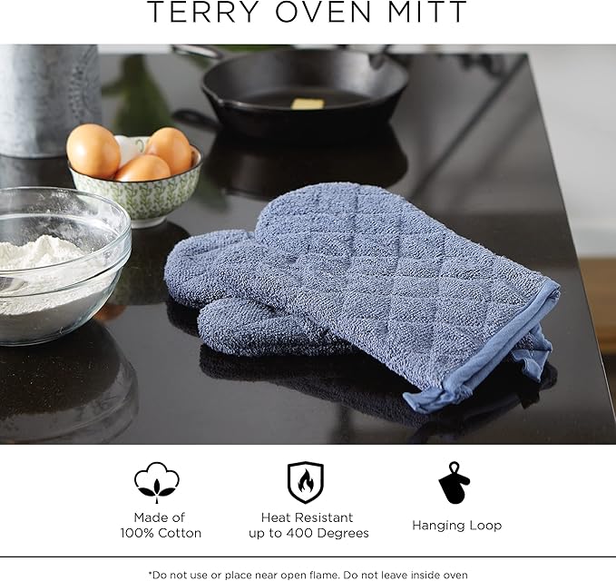 DII Basic Terry Collection 100% Cotton Quilted, Oven Mitt, 2 Piece - Image 8
