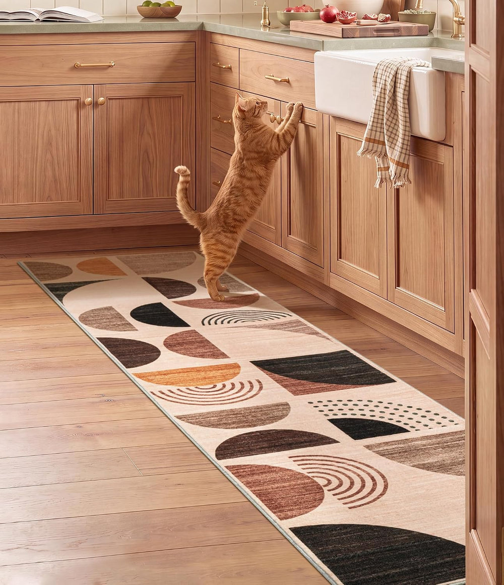 YIHOUSE Boho 6ft Kitchen Runner Rug Non Slip Washable, Mid-Century 2x6 Rug Ru...