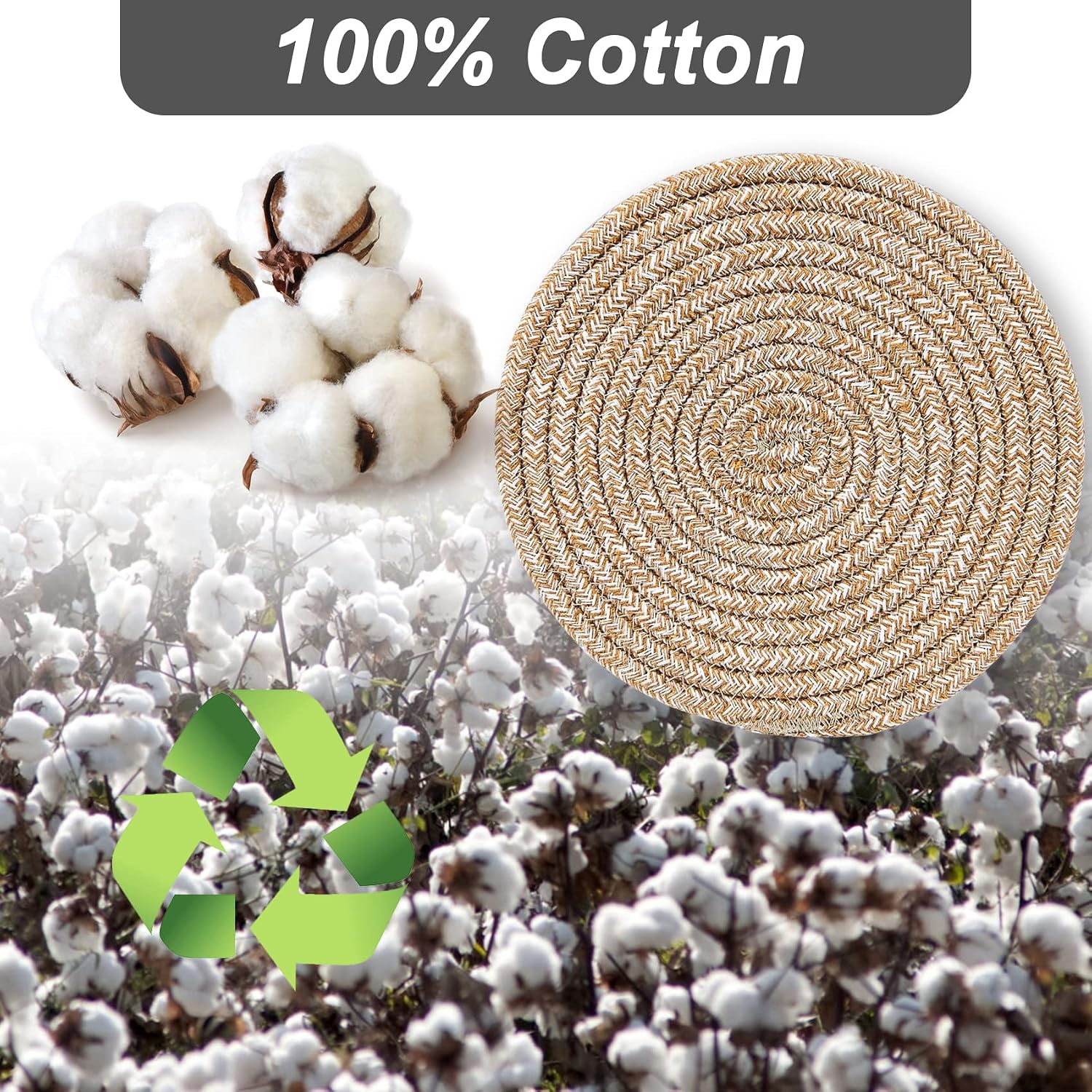 Pot Holders Trivets Set,Potholders for Kitchens, 100% Pure Cotton Thread Weave Trivets for Hot Dishes/Pot/Bowl/Teapot/Hot Pot Holders (24 cm, 4pack)