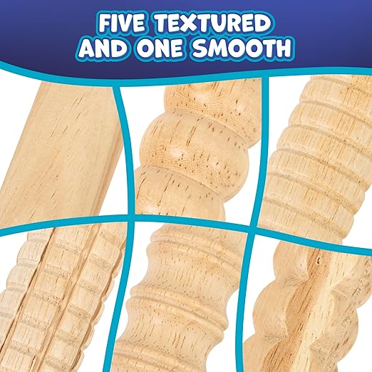 READY 2 LEARN Mini Textured Wooden Rolling Pins | Set of 6 | 7.25 inches | - Image 4