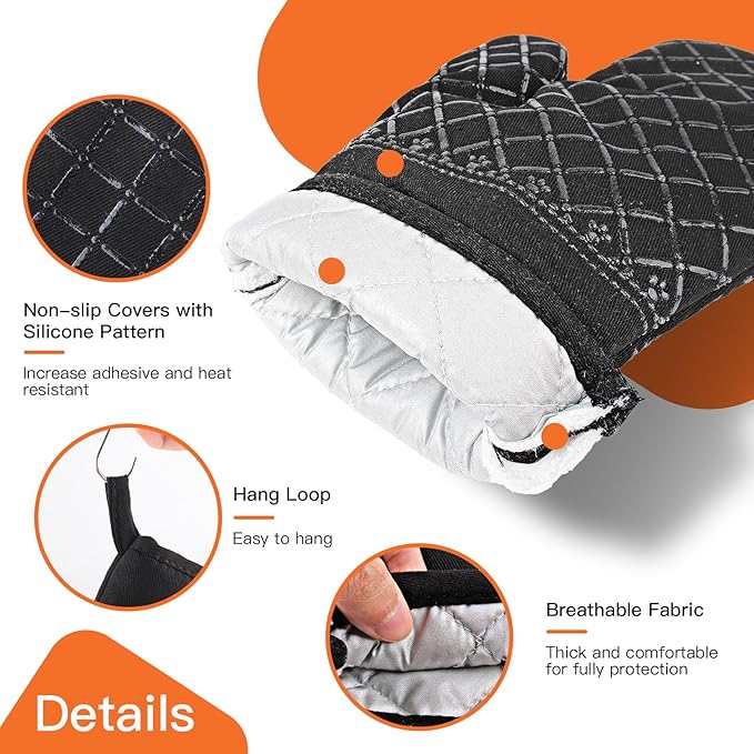Philorn Oven Mitts and Pot Holders 6pcs, Kitchen Oven Glove High Heat Resistant - Image 3