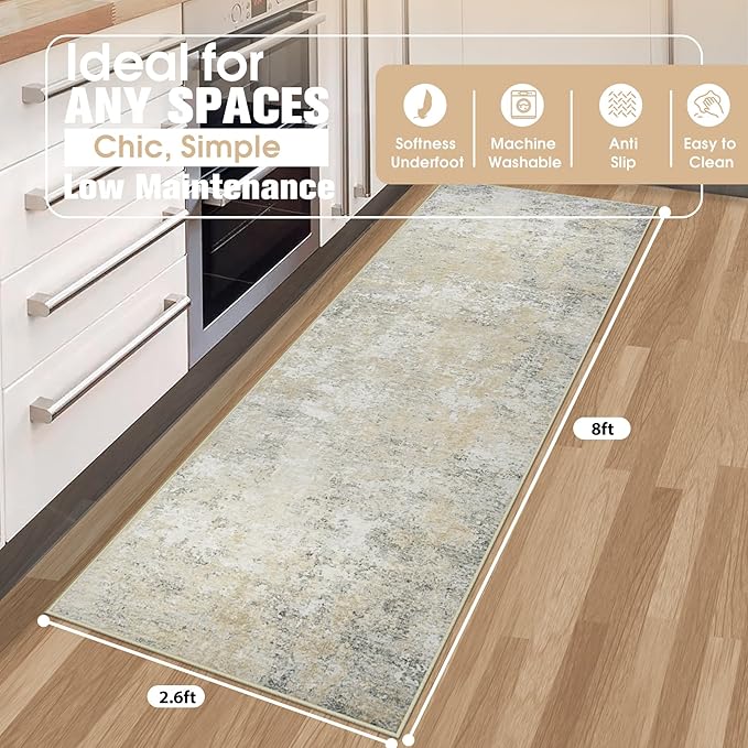 Runner Rug for Hallways Kitchen 2'6"x8' Washable Non Slip: Carpet Non Skid 8ft - Image 2
