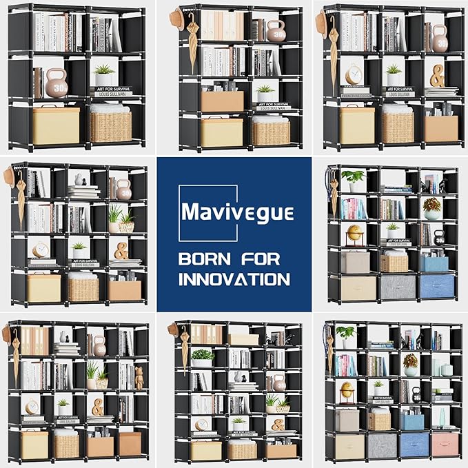 Mavivegue Book Shelf, 9 Cube Storage Organizer, DIY Bookcase, Metal Cube - Image 7