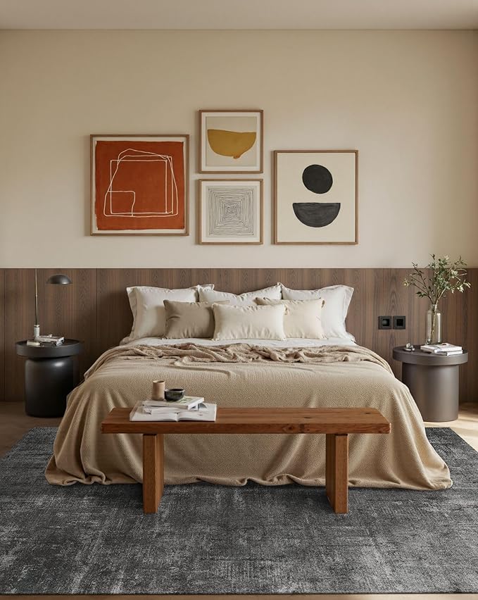 Latte&Fog 5x7 Area Rugs for Living Room Bedroom, Boho Non Slip Low Pile Carpet - Image 4