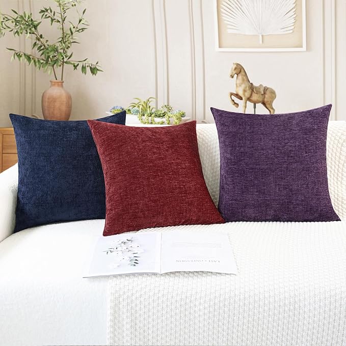 CaliTime Throw Pillow Covers Decorative 22 X 22 Inches Pack of 2 Cozy Chenille - Image 5