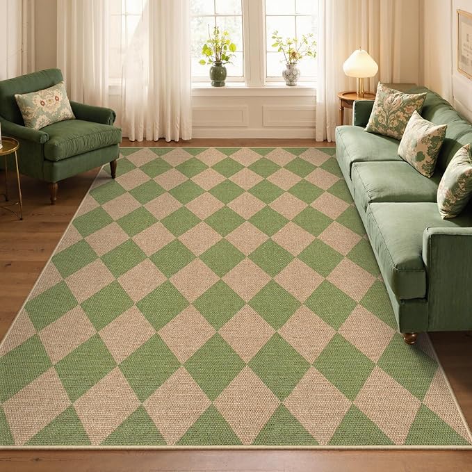 Lahome Colette Checkered Washable Rugs 5x7, Farmhouse Non Slip Non Shedding - Image 3