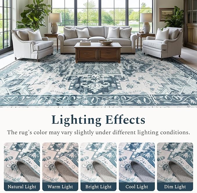 Rugflix 9x12 Area Rug for Living Room, Machine Washable Area Rugs - Image 6