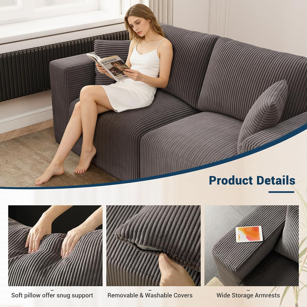 Modular Loveseat Couch Cloud Couches for Living Room - 79" Boneless Sofa...