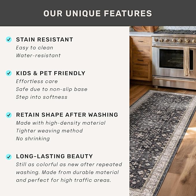 Black Boho Rug for Living Room 9x12 - Image 7
