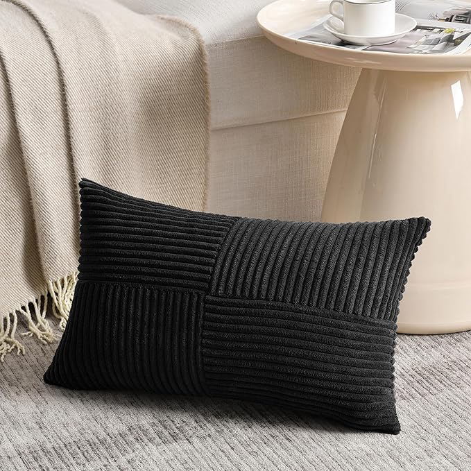 Fancy Homi 2 Packs Black Lumbar Decorative Throw Pillow Covers 20x28 Inch - Image 2
