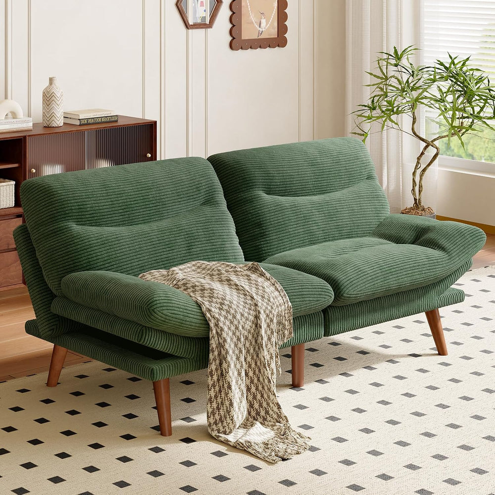 Amada 75 inch 3-in-1 Convertible Futon Sofa Bed, Green
