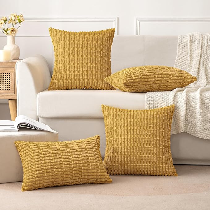 MIULEE Pack of 2 Corduroy Decorative Throw Pillow Covers 18x18 Inch Soft Boho - Image 5