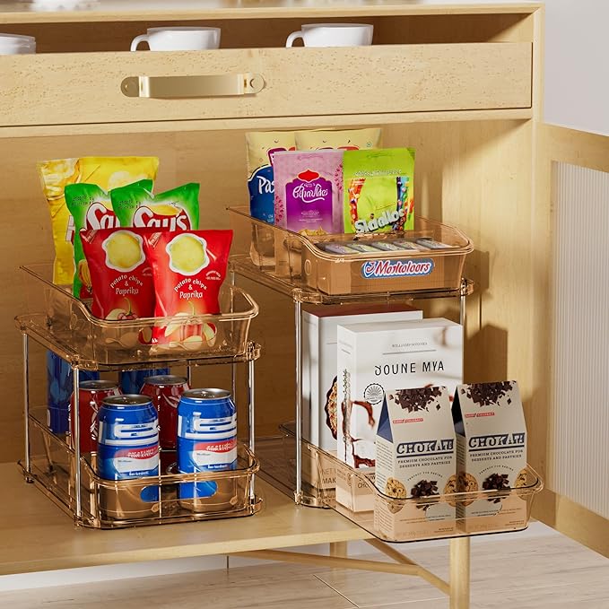 Delamu 2-Tier Under Sink Organizers and Storage, Pull Out Kitchen Pantry - Image 4