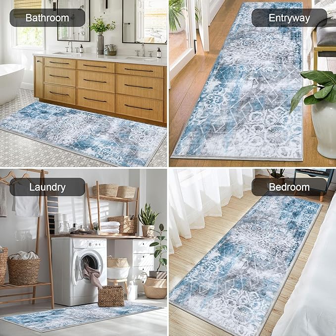 HEBE Hallway Runner Rug 2'x6' Washable Vintage Distressed Area Rugs Non Slip - Image 4