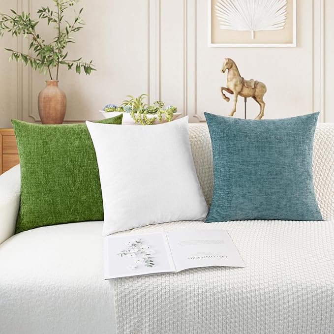 CaliTime Throw Pillow Covers Decorative 16 X 16 Inches Pack of 2 Cozy Chenille - Image 5