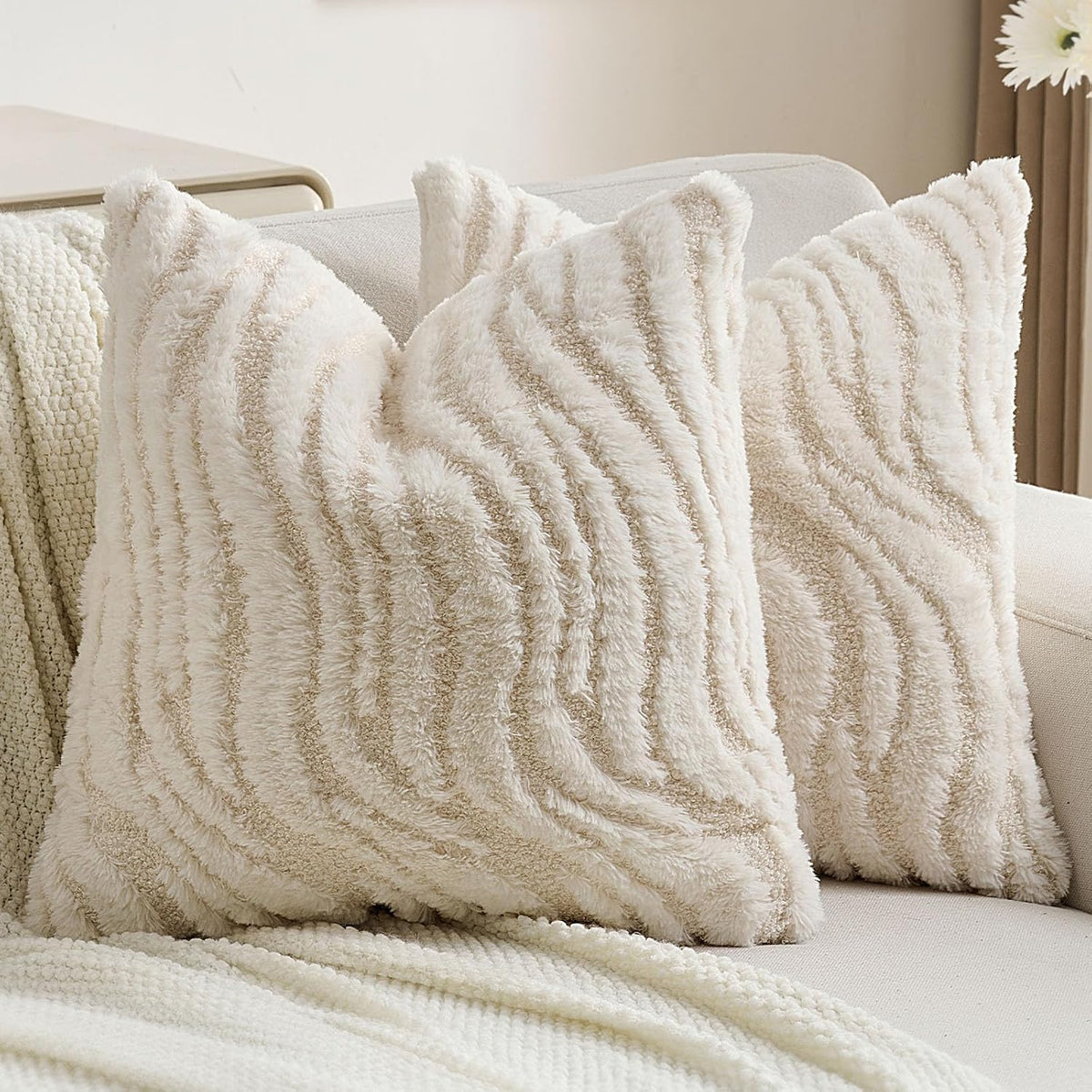 pack of 2 faux fur throw pillow covers, main product view