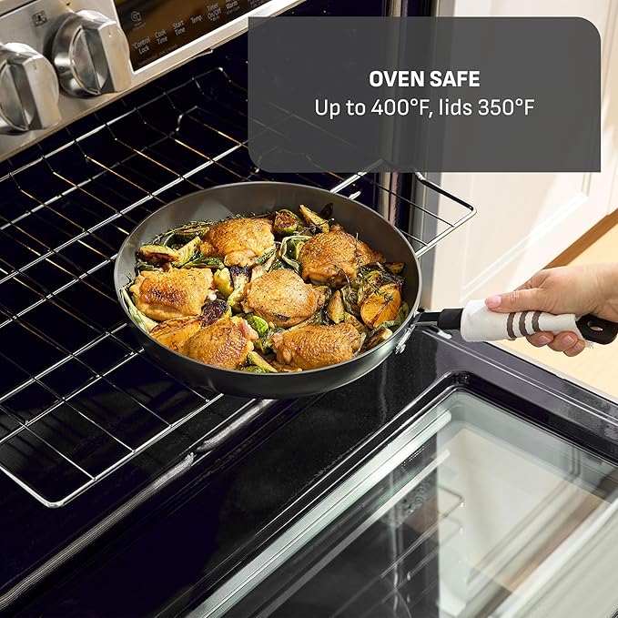 T-Fal Ultimate Hard Anodized 12-Piece Ceramic Nonstick Cookware Set, Oven Safe - Image 8