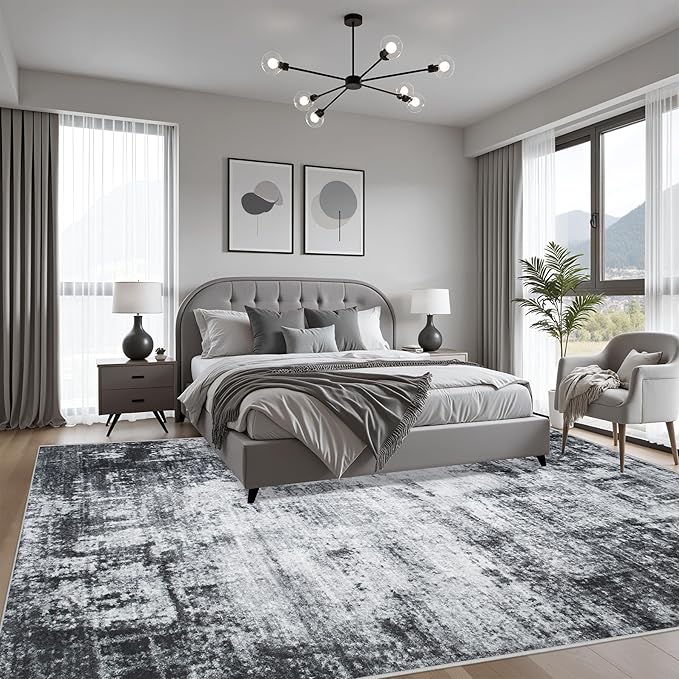 5x7 Area Rug Living Room Rug: Washable Modern Abstract Soft Thin Rug Indoor - Image 4