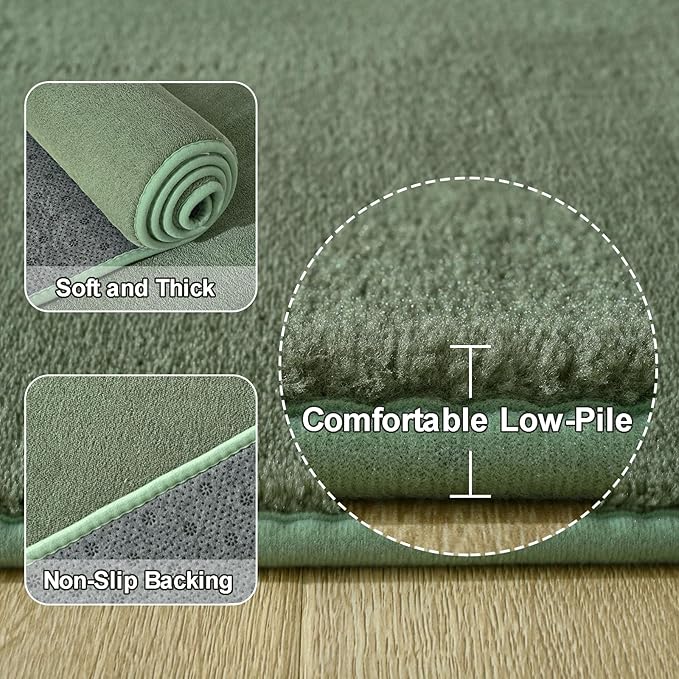 Amearea Sage Green Round Area Rugs 5ft Washable Circle Rugs - Image 3