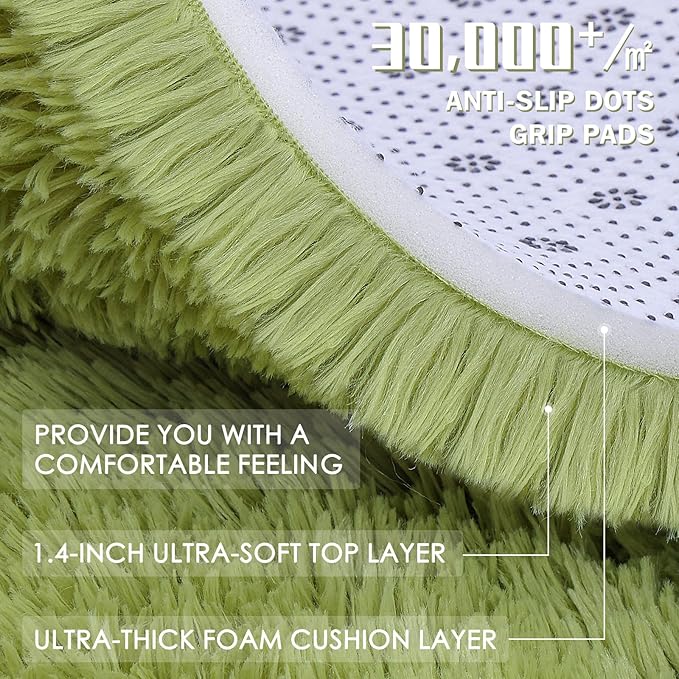 OLANLY Grass Green Round Rugs for Bedroom - Image 7