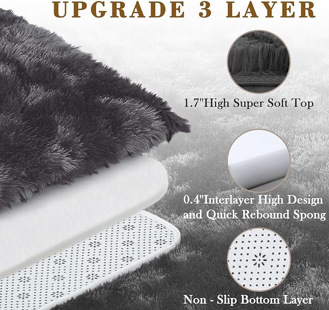 3x5 Rug, Bedside Preppy Dorm Area Rug, College Essentials Grey Small Carpets - Image 3