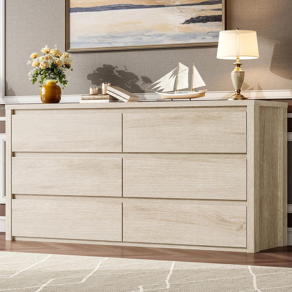 Garvee 6 Drawer Dresser for Bedroom, Wood Chest of Drawers Handle Free, Large...
