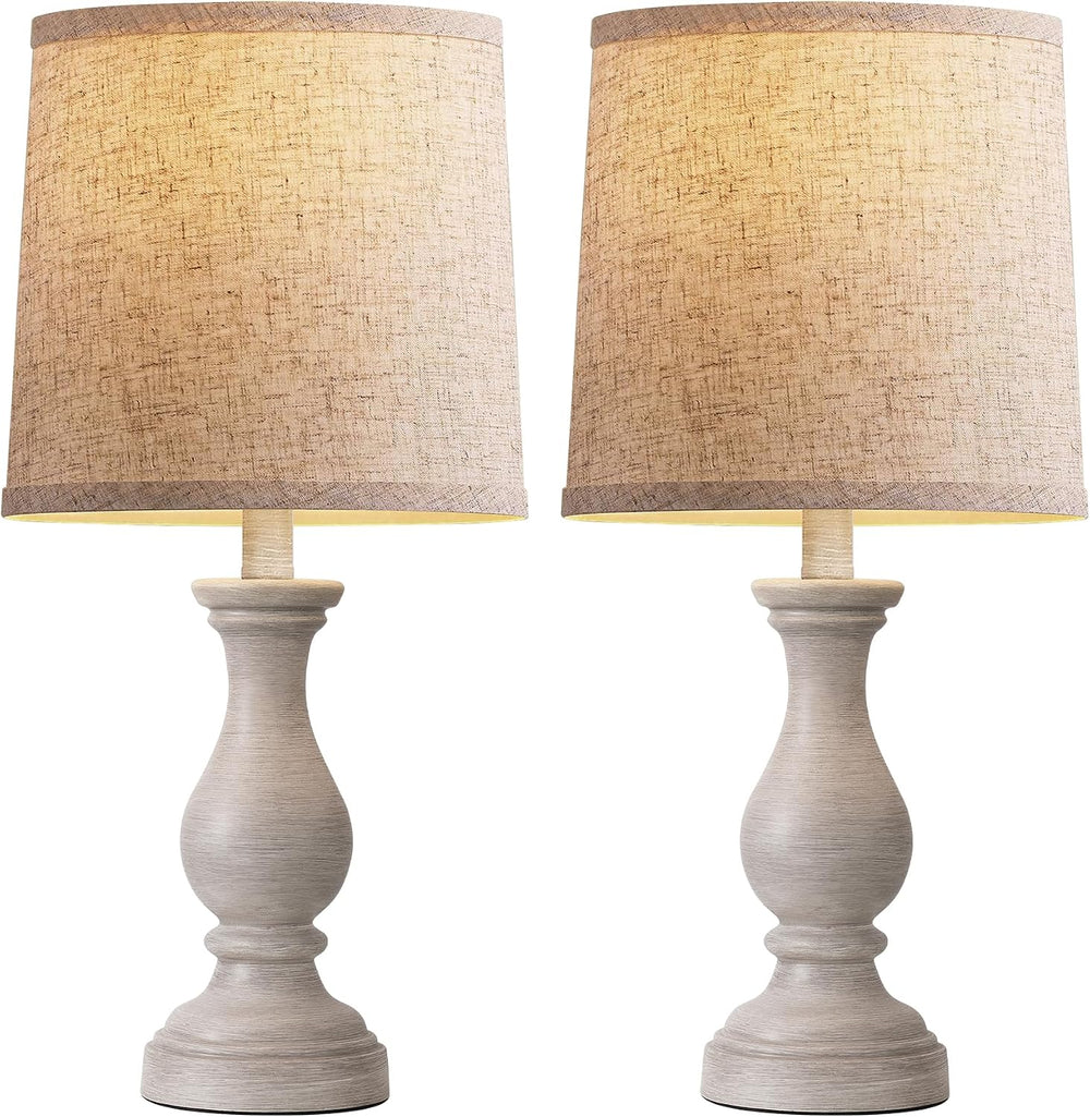 22" Farmhouse Table Lamps Set of 2, Rustic Bedside Lamps for Bedroom