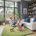 Green Grass Area Rugs for Bedroom, 3x5 Shag Fluffy Carpet, Fuzzy Furry Plush by Junhejiamei