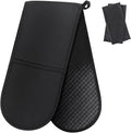 Philorn Black Double Oven Mitts，Heat Resistant 260℃ Waterproof Silicone Glove by Philorn