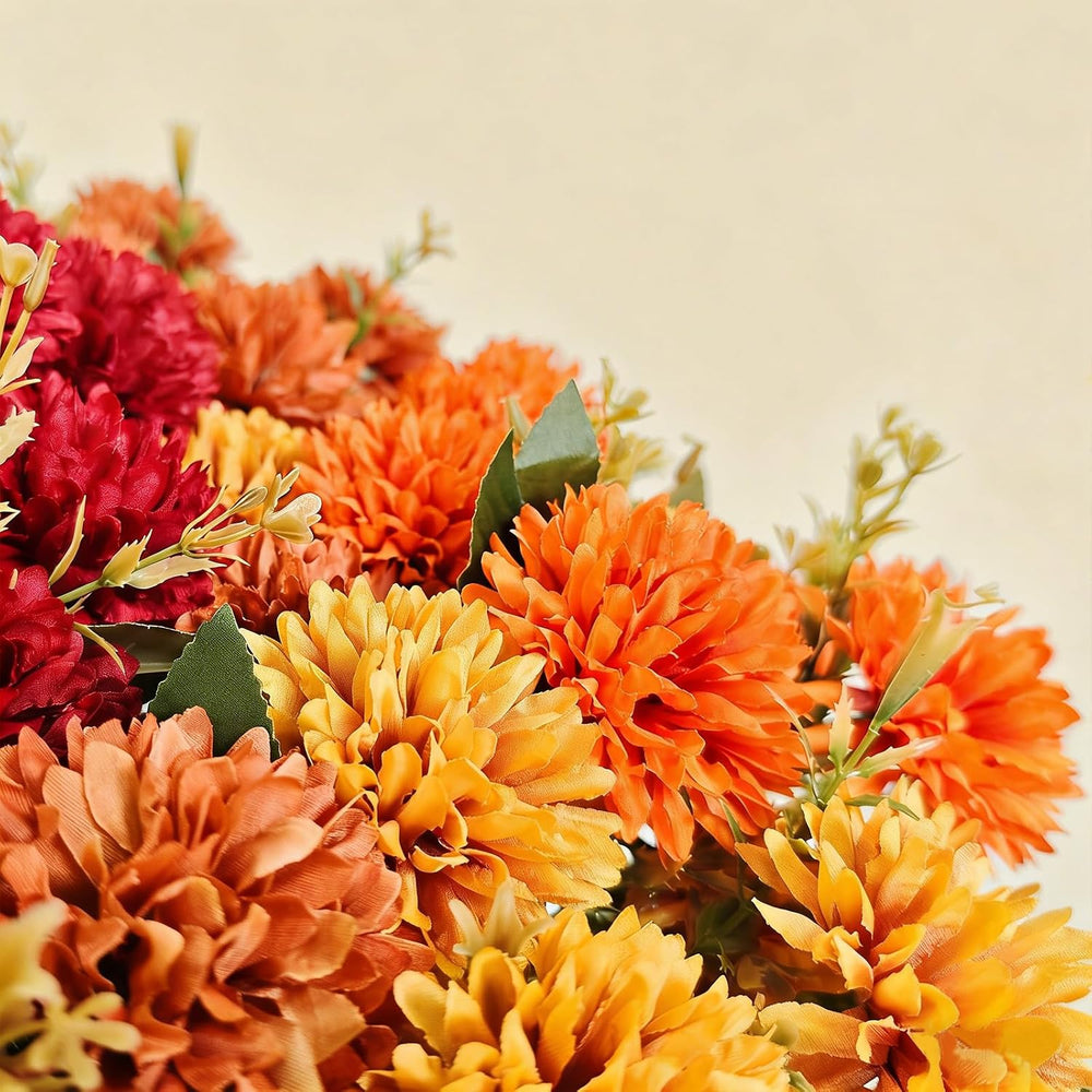 10Pcs Fake Flowers Artificial Mums for Outdoors,UV Resistant Faux Mums for Ou...