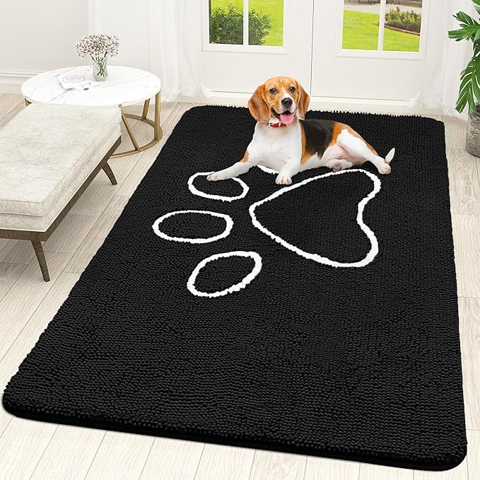 OLANLY Dog Door Mat for Muddy Paws 70x46, Paw Print Design, Absorbs Moisture by OLANLY