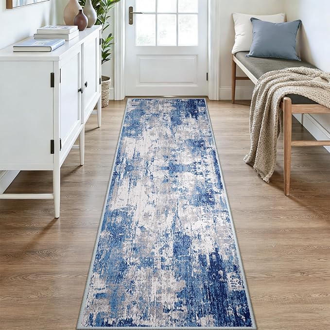 Washable Area Rugs 3x9 Non-Slip Modern Abstract Soft - Image 2