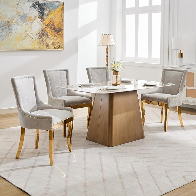 Dining Chairs Set of 4, Kitchen & Dining Room Chairs, Chenille Fabric Uph...