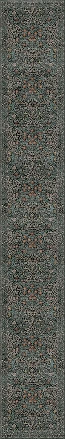 Dark Green Washable 3x20 Extra Long Runner Rug - Image 2