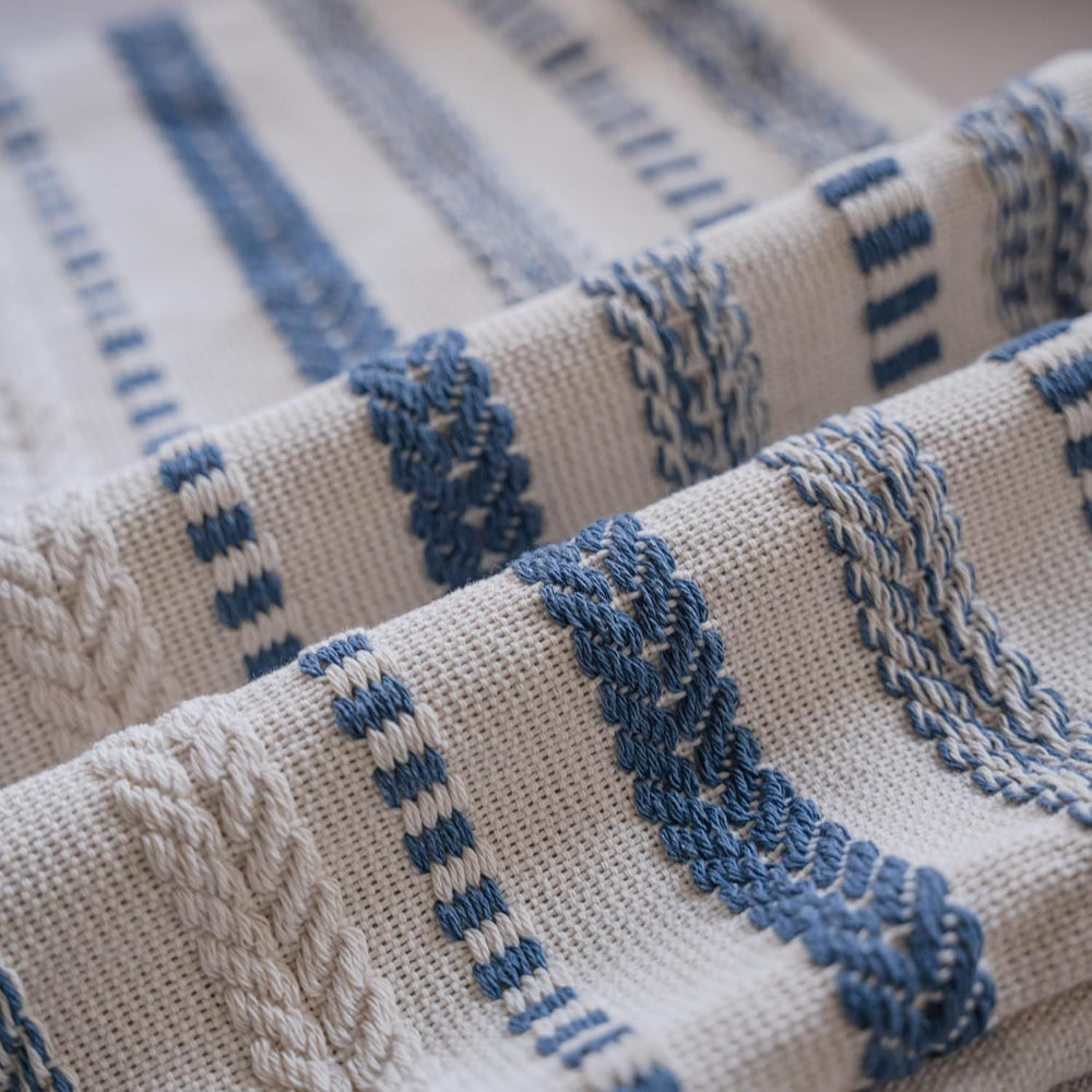 Cethom Blue Boho Lumbar Pillow Covers 14x36 Long, Stripe Textured Decorative ...
