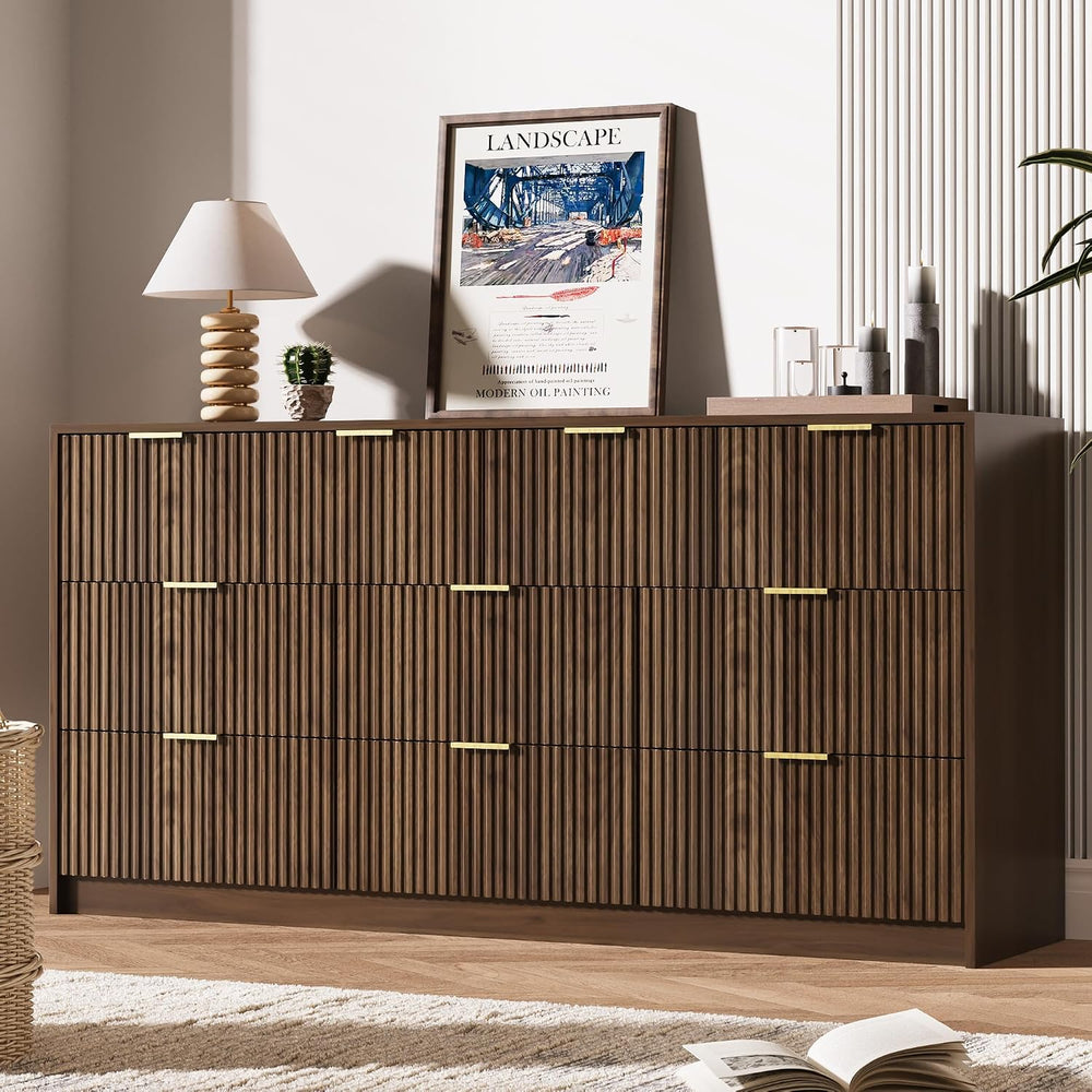 Walnut 3-Piece Bedroom Set, 10-Drawer Dresser & 2-Drawer Nightstands