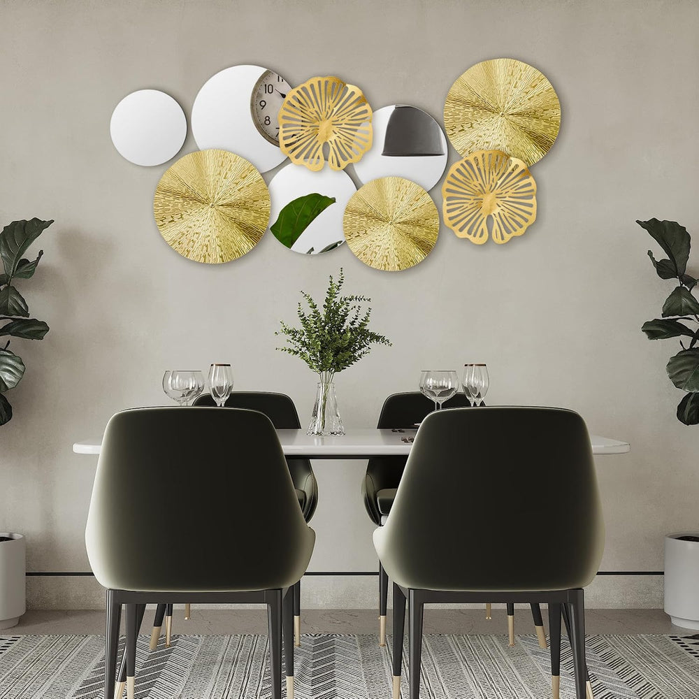 Hicarer Gold Mirror Wall Decor, Round Wall Mirror, Metal Art Decor